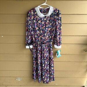 Vintage 80's Floral Maxi Dress - Size 16 - Deadstock NWT